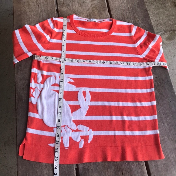 Crown & Ivy Orange White Striped Crab Sweater Prep - Picture 4 of 6